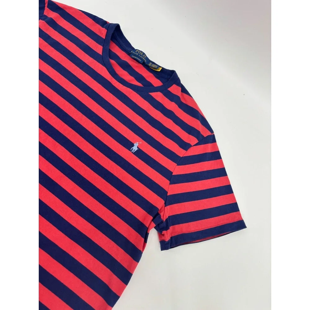 Polo Ralph Lauren Mens Custom Slim Fit Striped T-Shirt Red Navy Blue XL